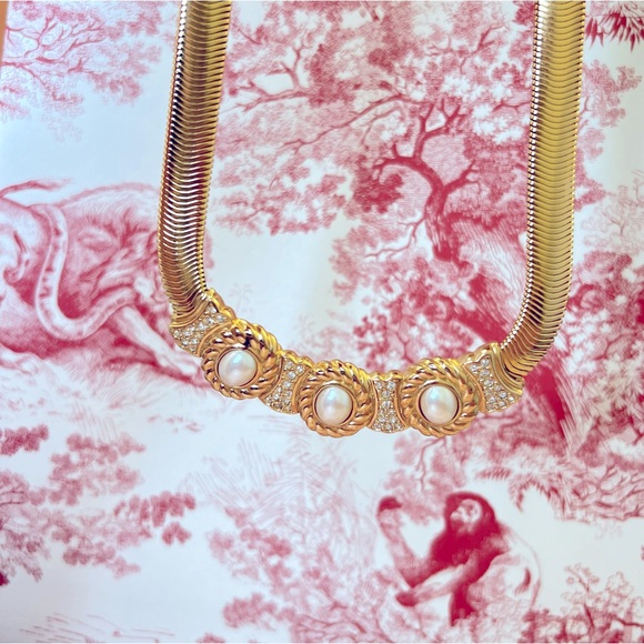 DIOR “Opulent Trinity” Choker Gold Plated Necklace by Christian Dior Authentic - Picture 11 of 15